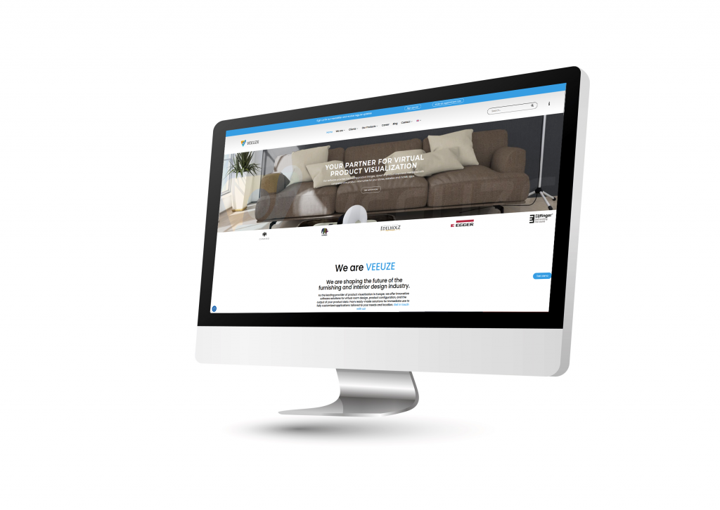 VEEUZE website on monitor